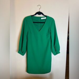 Trina Turk Green Sheath Dress with Bishop Sleeves